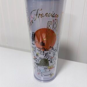 vintage San Francisco Skyline Tumbler with Orange and Gold Design